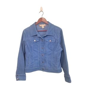 Bamboo‎ Traders Womens Corduroy Coastal Nautical Blue Jacket Size Large